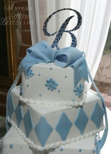 Single Initial Crystal Cake Topper